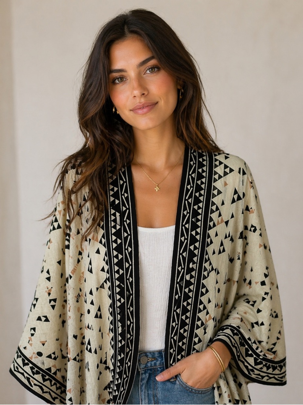 Ecote Urban Outfitters Kimono Cardigan M/L Boho Aztec Tribal Print Open Front